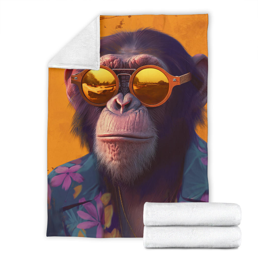 Monkey Blanket, Trippy Psychedelics Monkey Fleece Blanket, Monkey Throw Blanket, Monkey Gifts