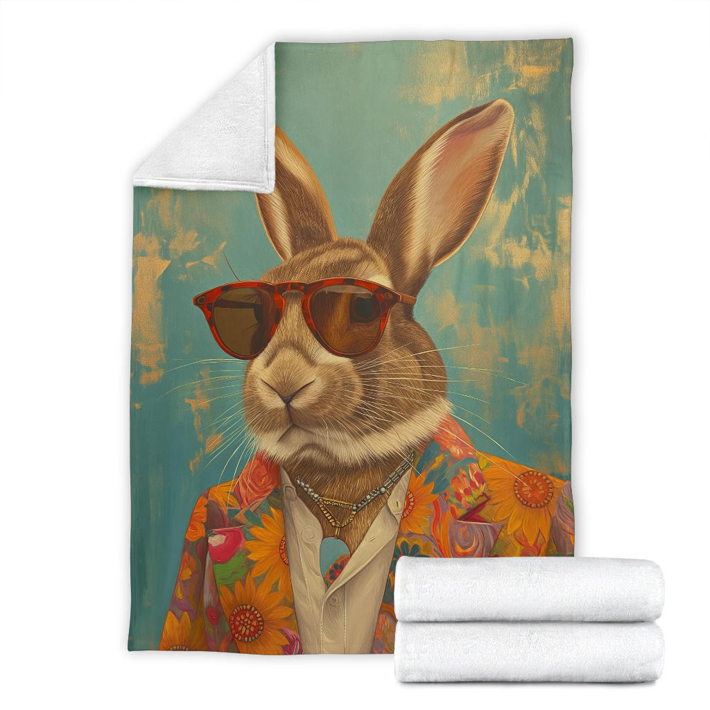 Rabbit Blanket, Trippy Psychedelics Rabbit Fleece Blanket, Rabbit Throw Blanket, Rabbit Gifts