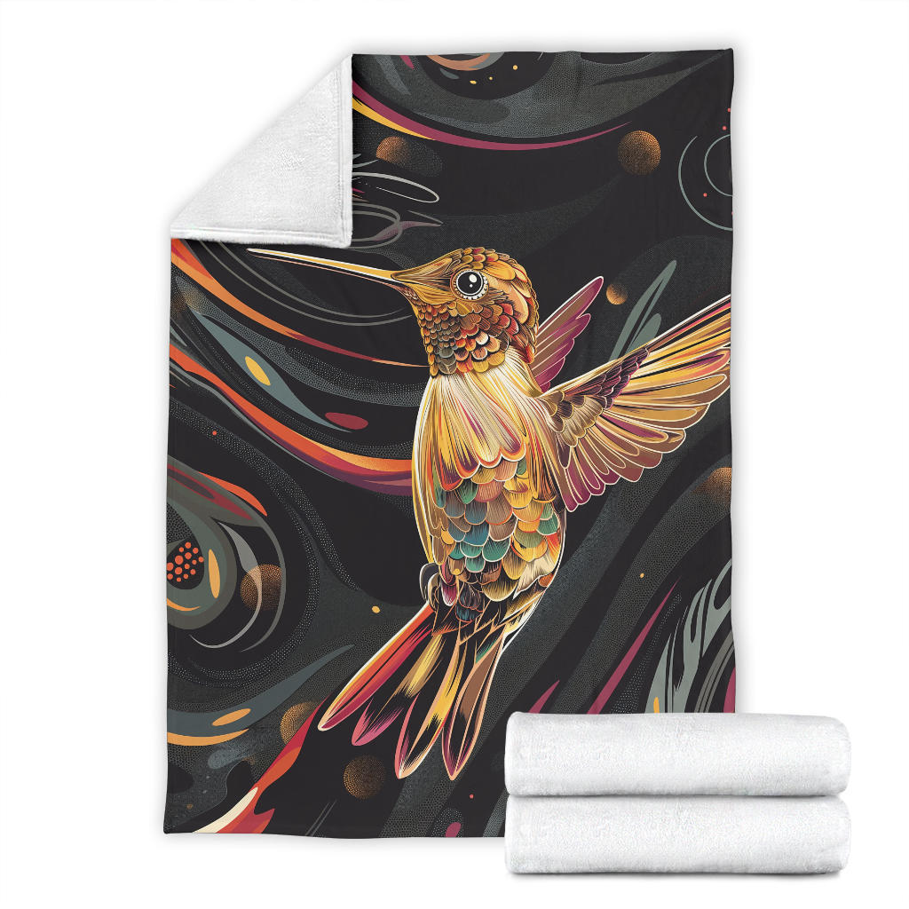 Hummingbird Blanket, Trippy Psychedelics Hummingbird Fleece Blanket, Hummingbird Throw Blanket, Hummingbird Gifts