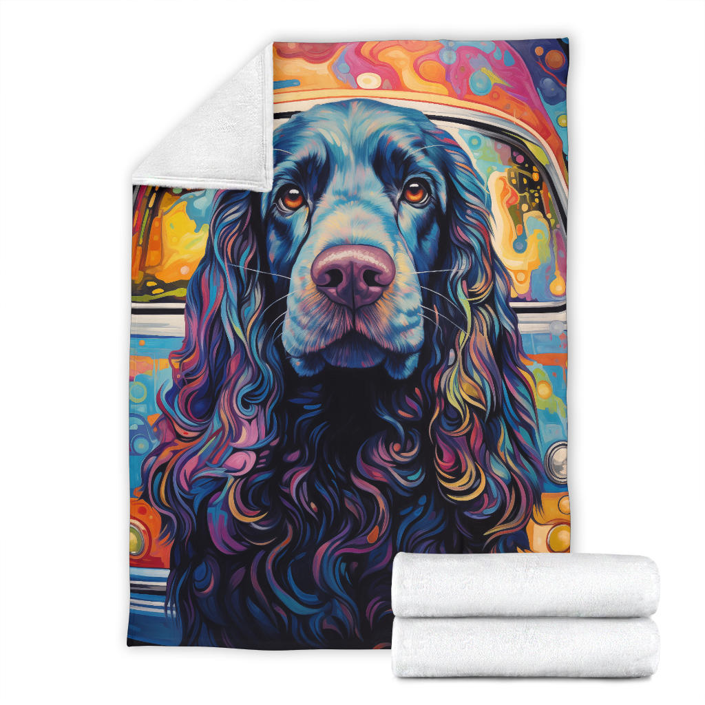 Cocker Spaniel Blanket, Cocker Spaniel Trippy Psychedelics Blanket, Cocker Spaniel Gifts, Cocker Spaniel Throw Blanket