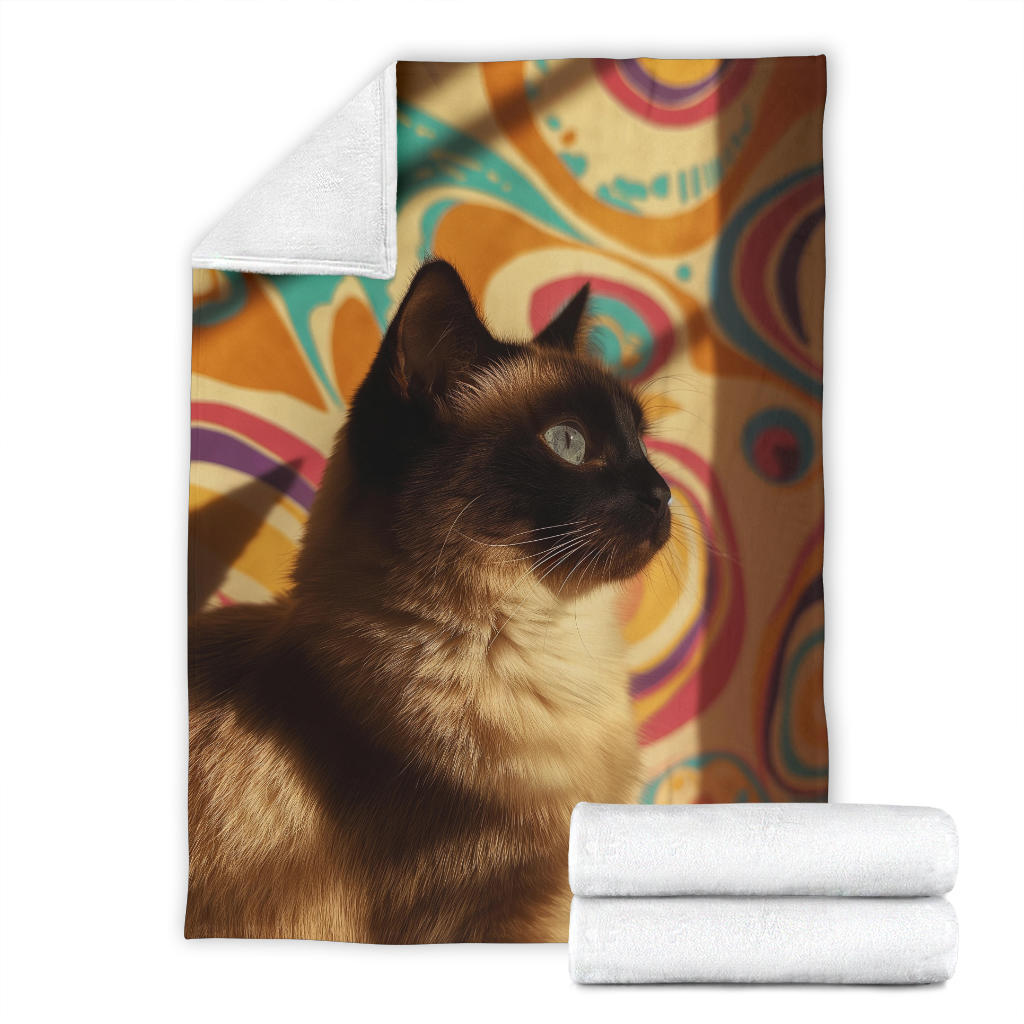 Birman cat Blanket, Trippy Psychedelics Birman cat Fleece Blanket, Birman cat Throw Blanket, Birman cat Gifts