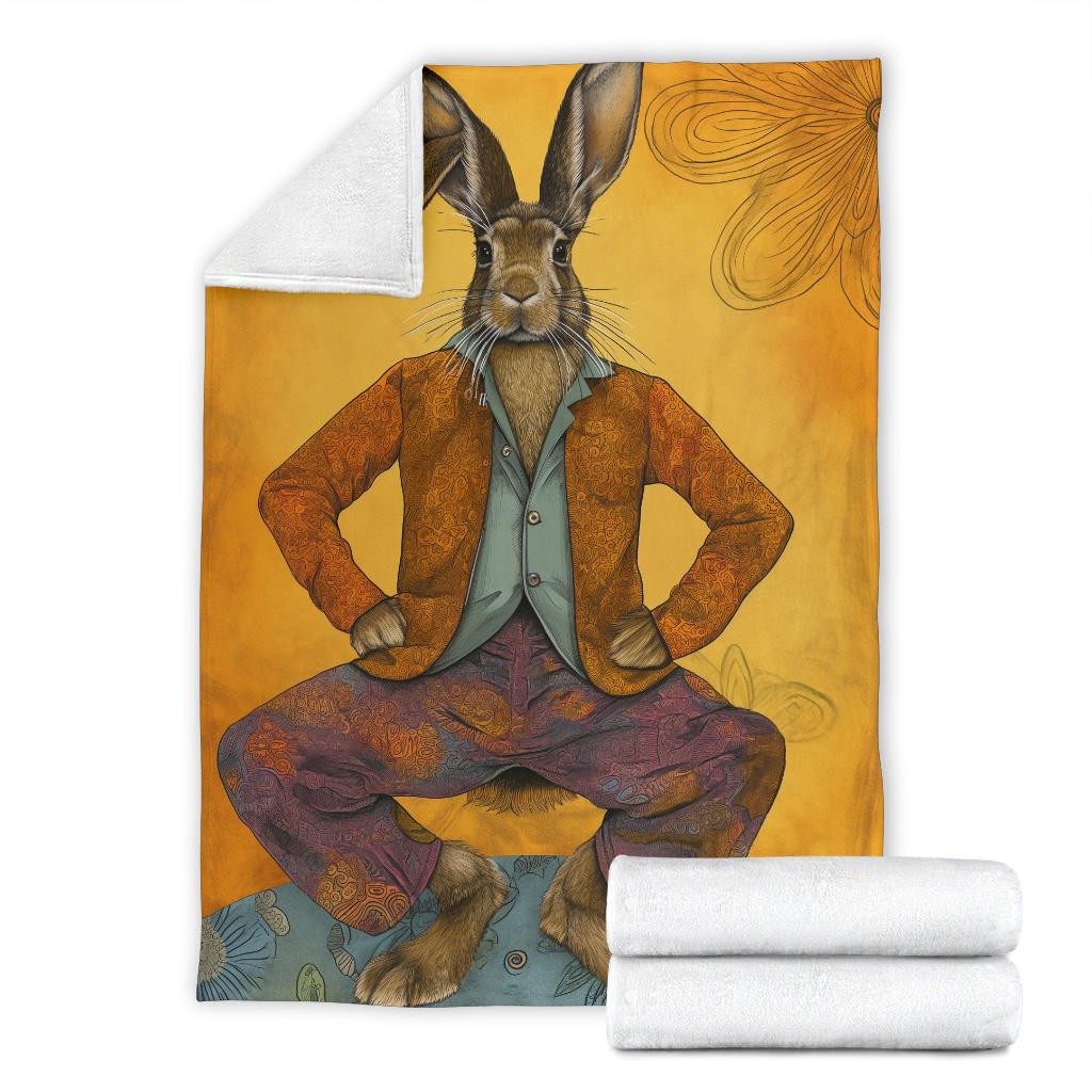 Rabbit Blanket, Trippy Psychedelics Rabbit Fleece Blanket, Rabbit Throw Blanket, Rabbit Gifts