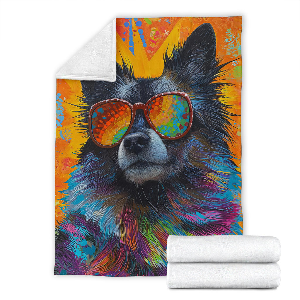 Keeshond Dog Blanket, Trippy Psychedelics Keeshond Dog Fleece Blanket, Keeshond Dog Throw Blanket, Keeshond Dog Gifts