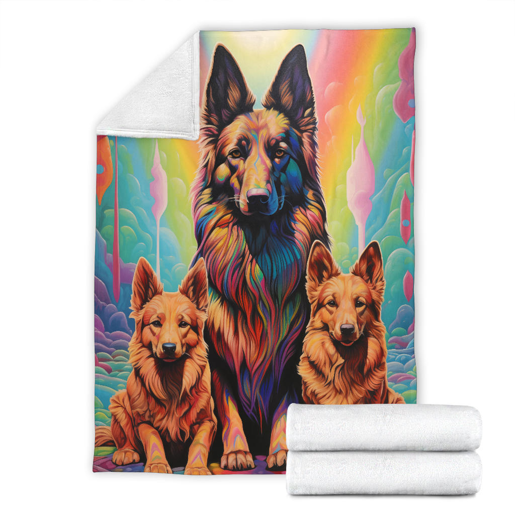 Belgian Tervuren Blanket, Trippy Psychedelics Belgian Tervuren Fleece Blanket, Belgian Tervuren Throw Blanket, Belgian Tervuren Gifts