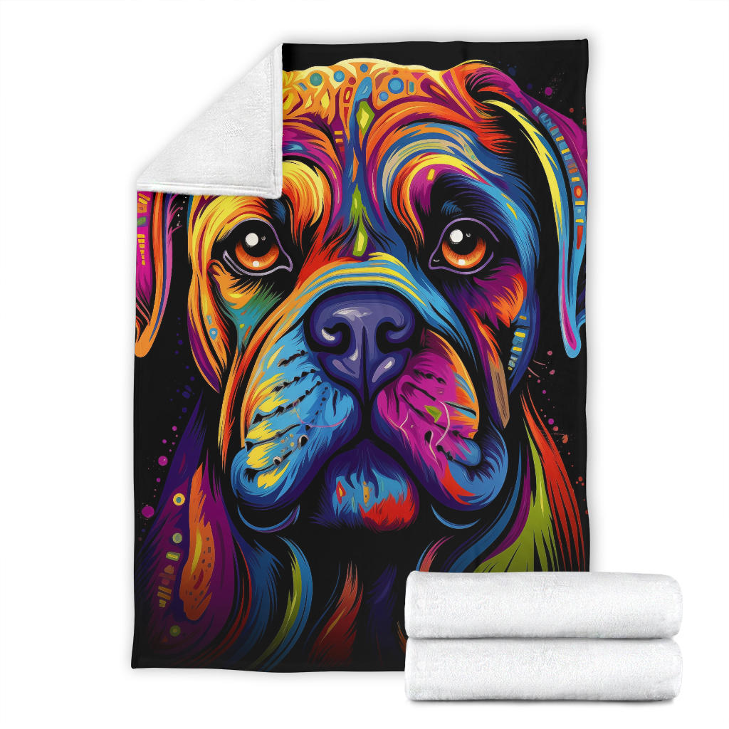 Bullmastiff Blanket, Trippy Psychedelics Bullmastiff Fleece Blanket, Bullmastiff Throw Blanket, Bullmastiff Gifts