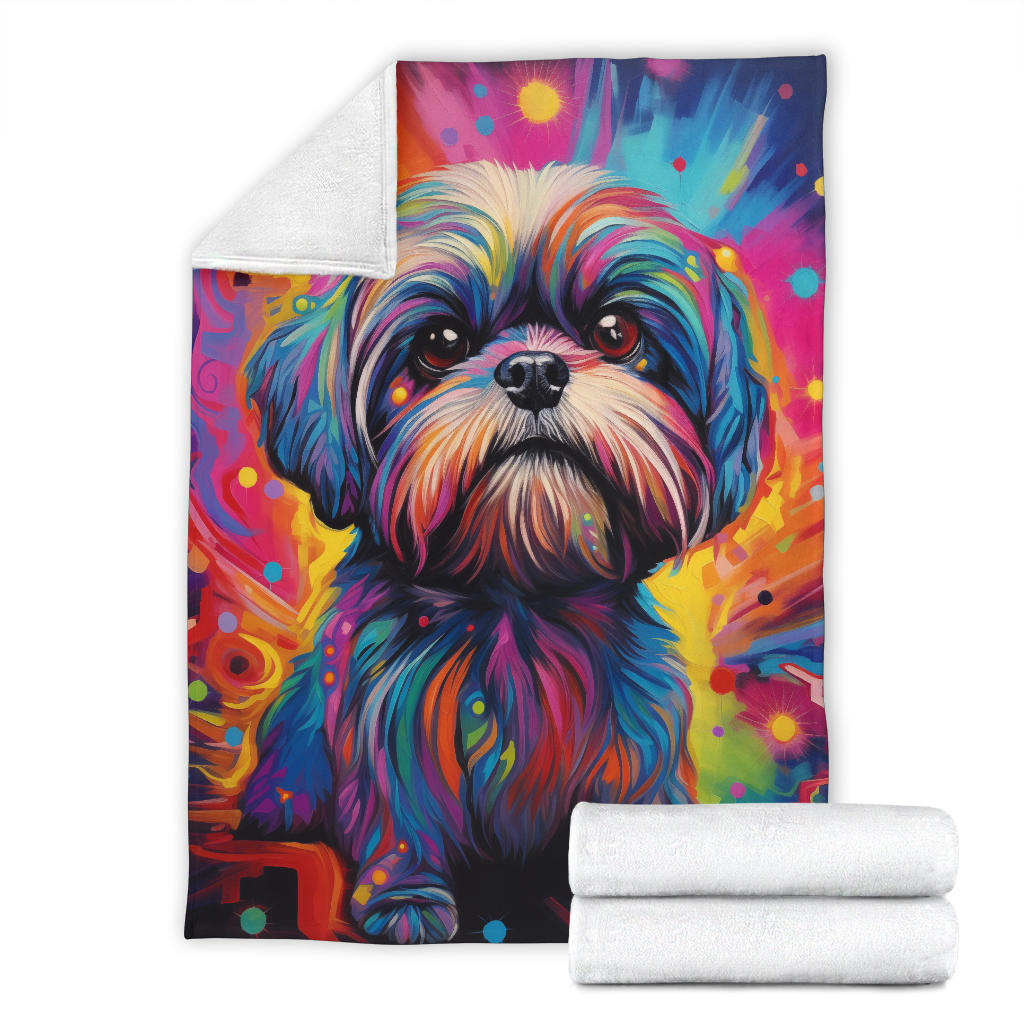 Shih Tzu Blanket, Shih Tzu Trippy Psychedelics Blanket, Shih Tzu Gifts, Shih Tzu Throw Blanket