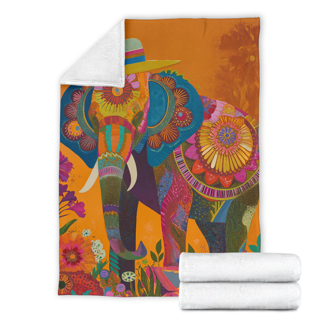 Elephant Blanket, Trippy Psychedelics Elephant Fleece Blanket, Elephant Throw Blanket, Elephant Gifts