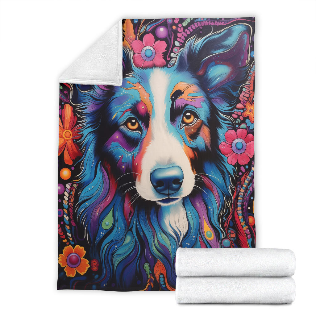 Australian Shepherd Blanket, Australian Shepherd Trippy Psychedelics Blanket, Australian Shepherd Gifts, Australian Shepherd Throw Blanket