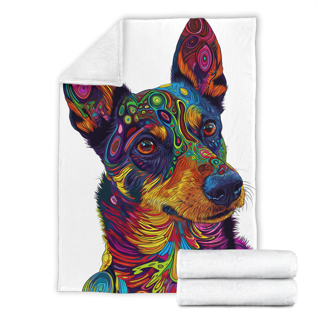 Lancashire Heeler Dog Blanket, Trippy Psychedelics Lancashire Heeler Dog Fleece Blanket, Lancashire Heeler Dog Throw Blanket, Lancashire Heeler Dog Gifts