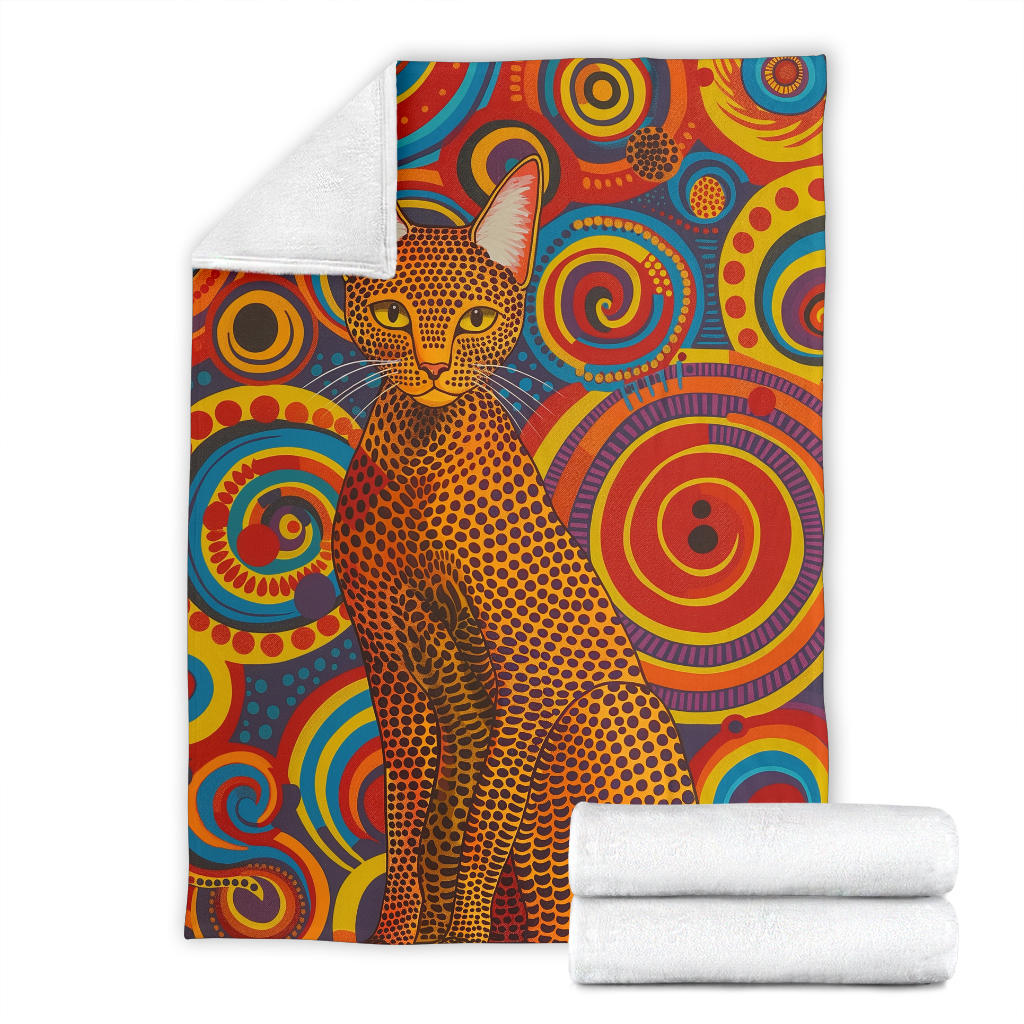 Egyptian Mau cat Blanket, Trippy Psychedelics Egyptian Mau cat Fleece Blanket, Egyptian Mau cat Throw Blanket, Egyptian Mau cat Gifts