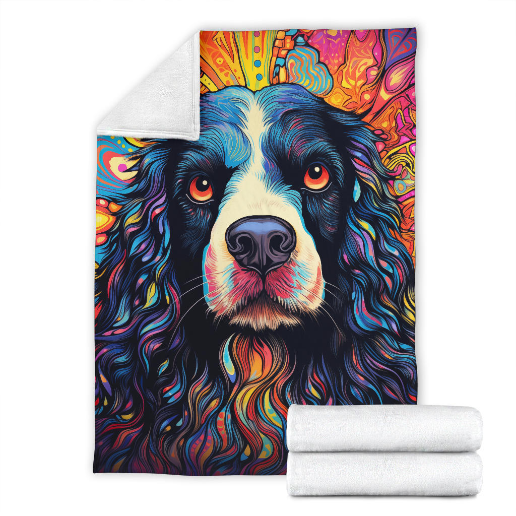 English Springer Spaniel Blanket, Trippy Psychedelics English Springer Spaniel Fleece Blanket, English Springer Spaniel Throw Blanket, English Springer Spaniel Gifts