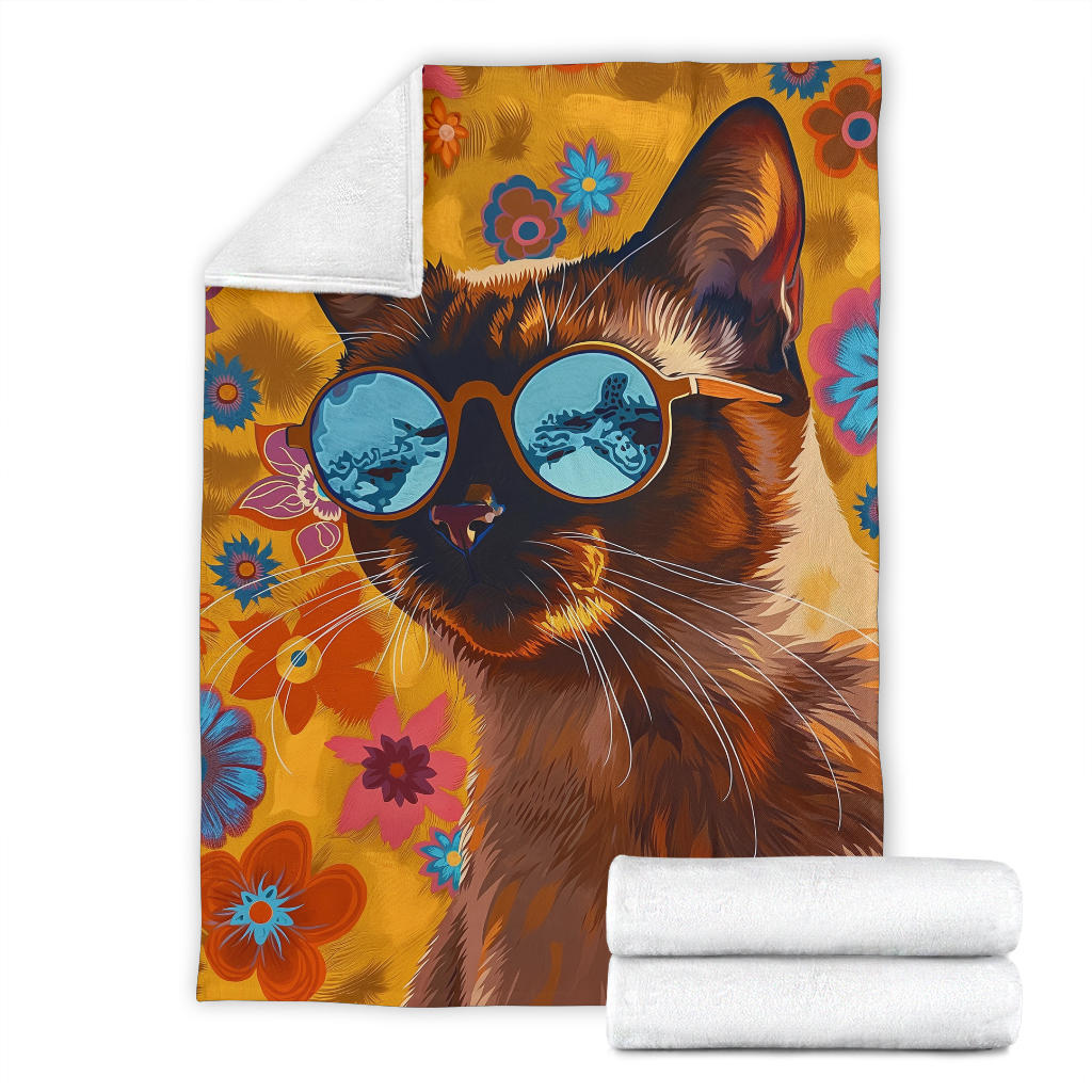 Burmese cat Blanket, Trippy Psychedelics Burmese cat Fleece Blanket, Burmese cat Throw Blanket, Burmese cat Gifts