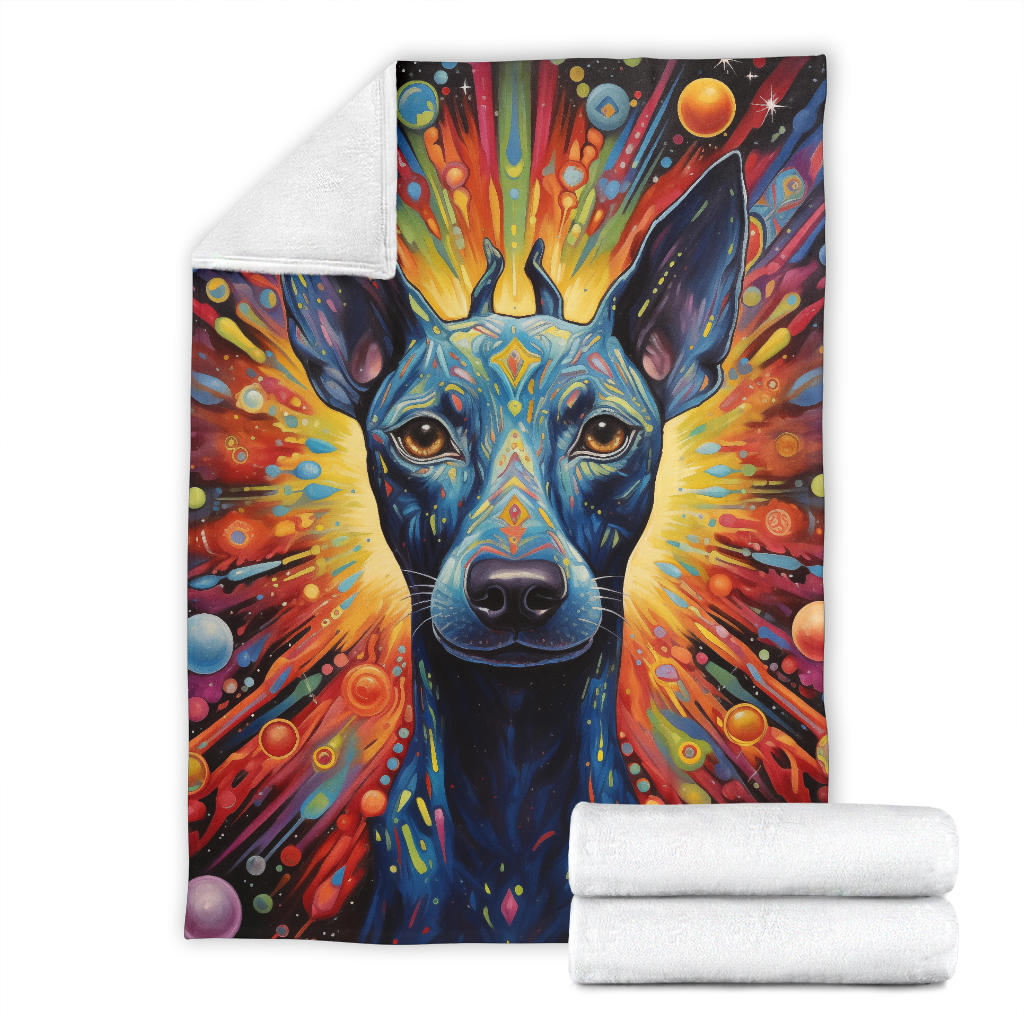 Xoloitzcuintli Blanket, Trippy Psychedelics Xoloitzcuintli Fleece Blanket, Xoloitzcuintli Throw Blanket, Xoloitzcuintli Gifts