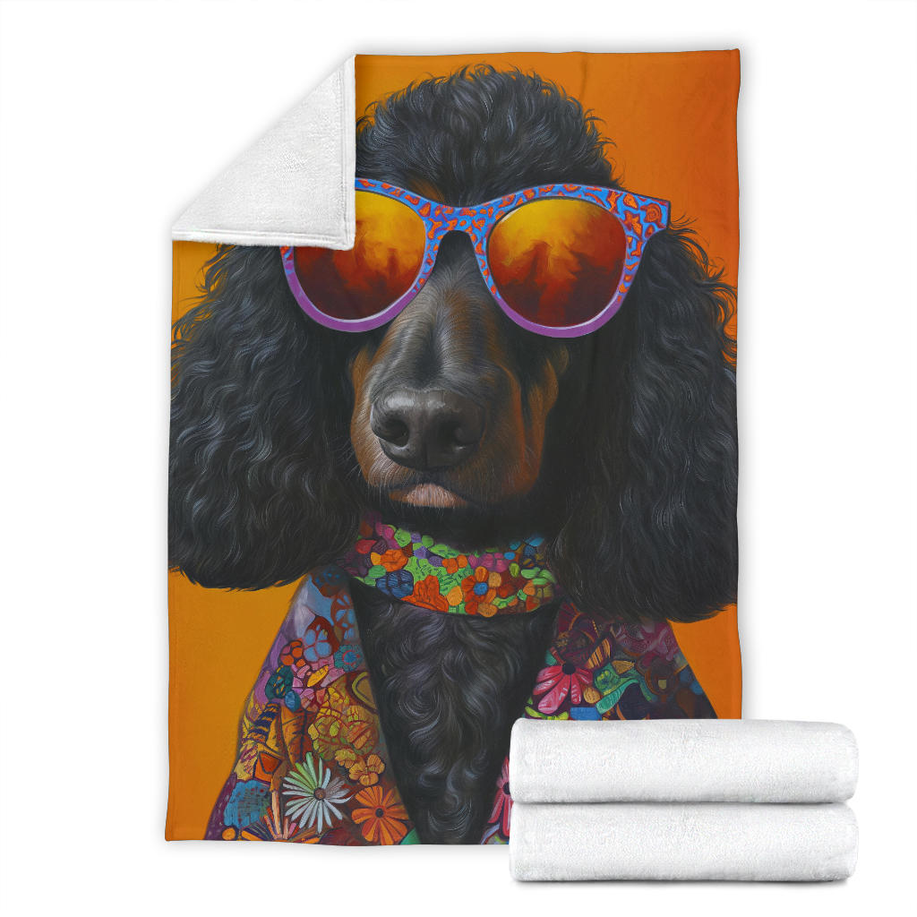 Irish Water Spaniel Blanket, Trippy Psychedelics Irish Water Spaniel Fleece Blanket, Irish Water Spaniel Throw Blanket, Irish Water Spaniel Gifts