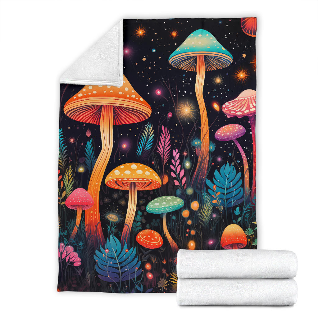 Magic Mushrooms Blanket, Trippy Psychedelics Stars Blanket, Hippie Gifts, Flower Fild Blanket, Festival Blanket, Rave Blanket, Festival Gifts