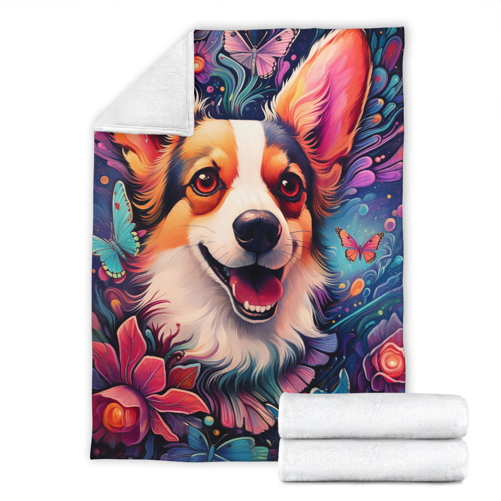 Pembroke Welsh Corgi Blanket, Trippy Psychedelics Pembroke Welsh Corgi Fleece Blanket, Pembroke Welsh Corgi Throw Blanket, Pembroke Welsh Corgi Gifts