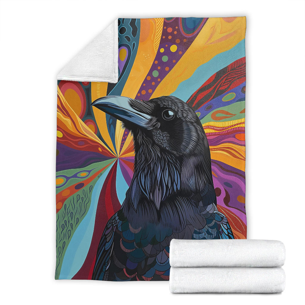 Crow bird Blanket, Trippy Psychedelics Crow bird Fleece Blanket, Crow bird Throw Blanket, Crow bird Gifts