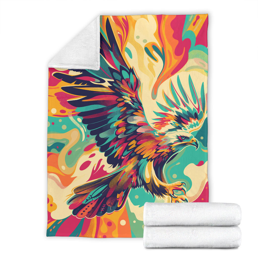 Eagle Blanket, Trippy Psychedelics Eagle Fleece Blanket, Eagle Throw Blanket, Eagle Gifts