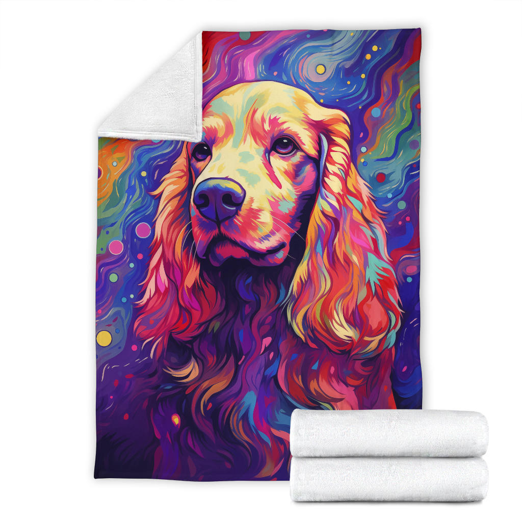 Cocker Spaniel Blanket, Cocker Spaniel Trippy Psychedelics Blanket, Cocker Spaniel Gifts, Cocker Spaniel Throw Blanket