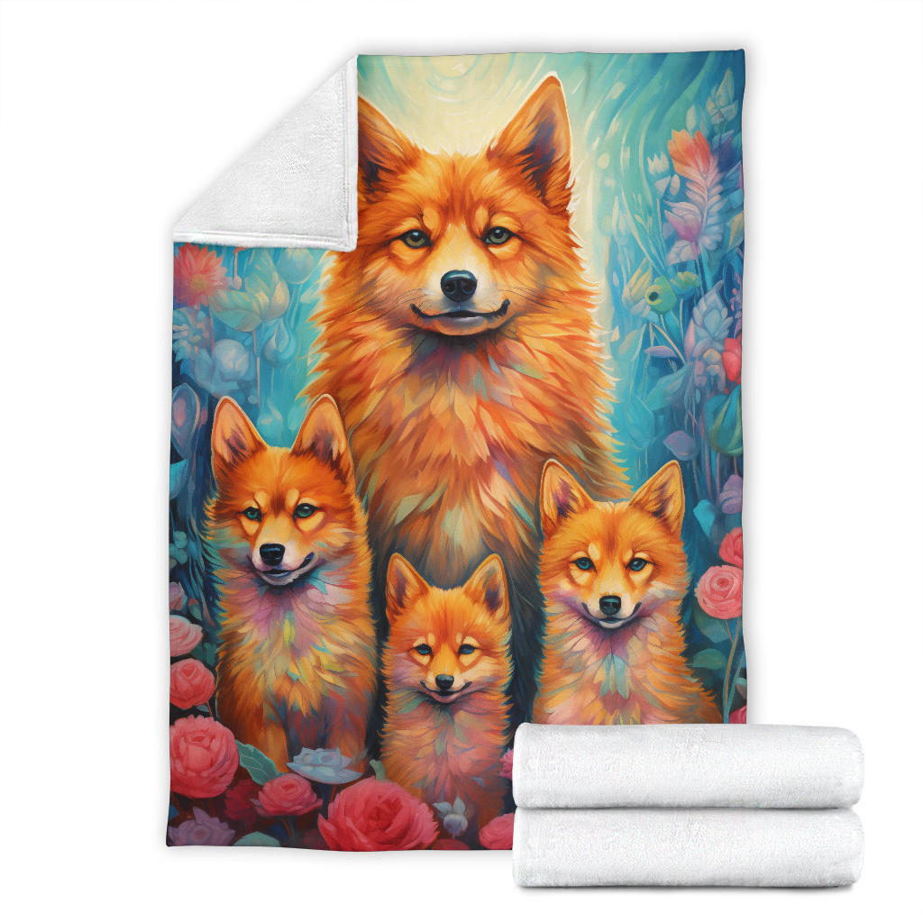 Finnish Spitz Blanket, Trippy Psychedelics Finnish Spitz Fleece Blanket, Finnish Spitz Throw Blanket, Finnish Spitz Gifts