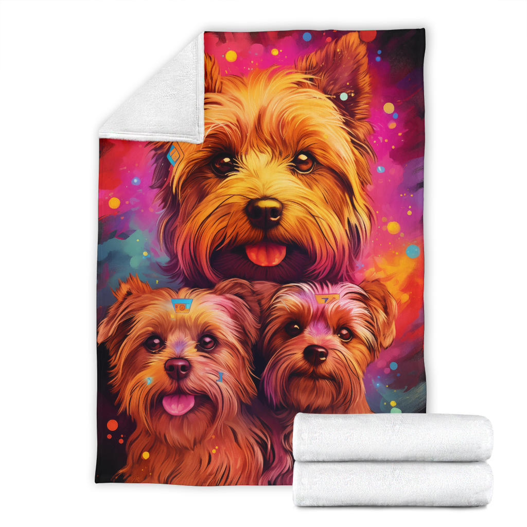 Norfolk Terrier Blanket, Trippy Psychedelics Norfolk Terrier Fleece Blanket, Norfolk Terrier Throw Blanket, Norfolk Terrier Gifts