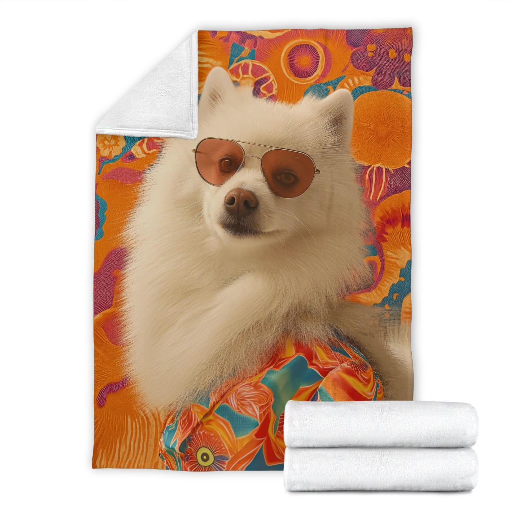 Japanese Spitz Blanket, Trippy Psychedelics Japanese Spitz Fleece Blanket, Japanese Spitz Throw Blanket, Japanese Spitz Gifts