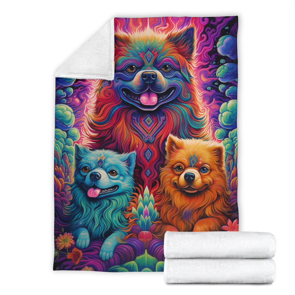 Tibetan Spaniel Blanket, Trippy Psychedelics Tibetan Spaniel Fleece Blanket, Tibetan Spaniel Throw Blanket, Tibetan Spaniel Gifts