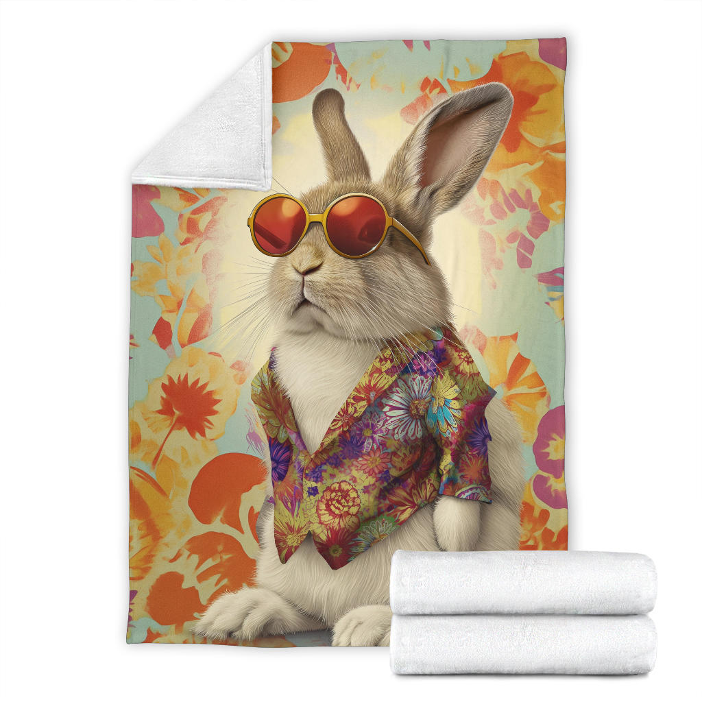 Rabbit Blanket, Trippy Psychedelics Rabbit Fleece Blanket, Rabbit Throw Blanket, Rabbit Gifts