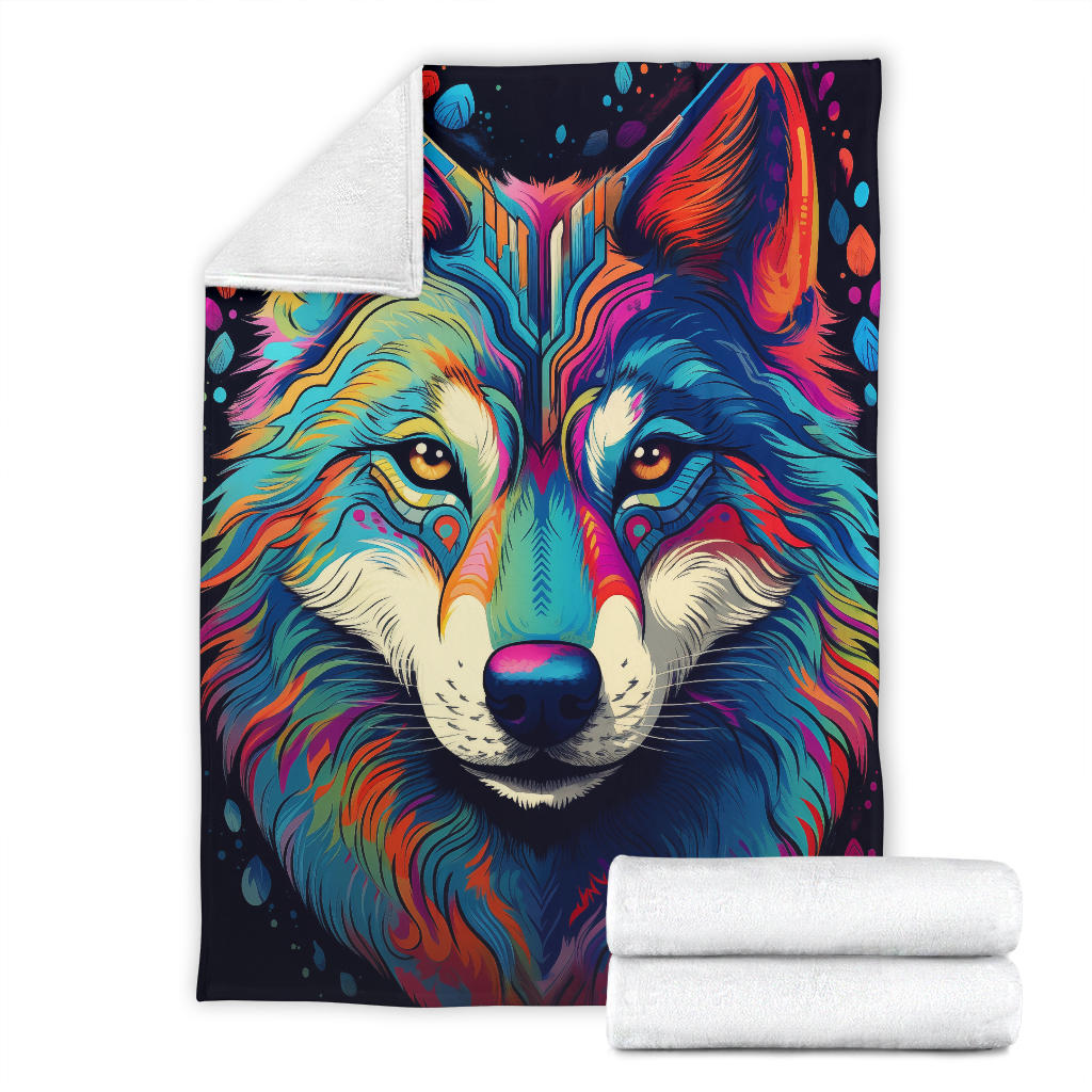 Trippy Psychedelics Siberian Husky Blanket, Siberian Husky Fleece Blanket, Siberian Husky Throw Blanket, Siberian Husky Gifts