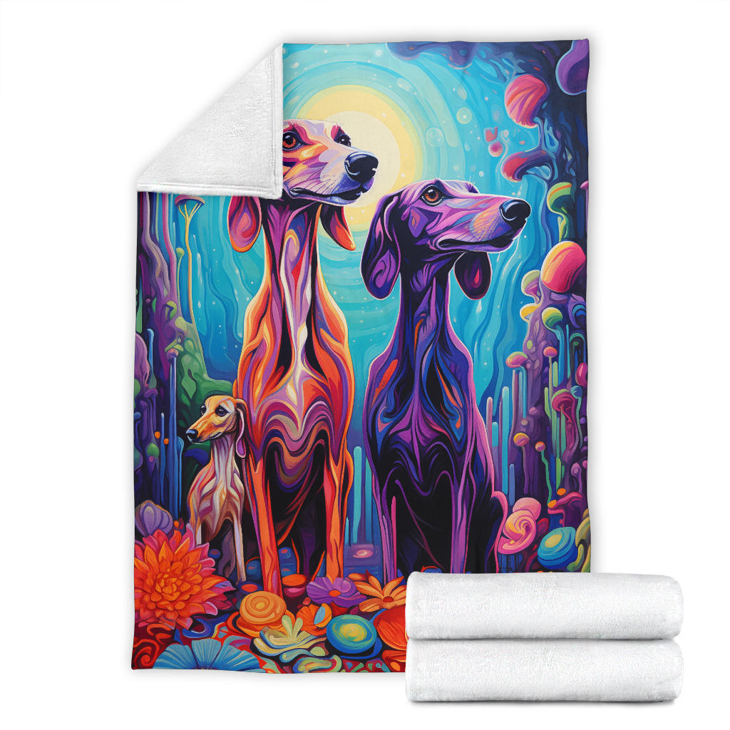 Saluki Blanket, Trippy Psychedelics Saluki Fleece Blanket, Saluki Throw Blanket, Saluki Gifts