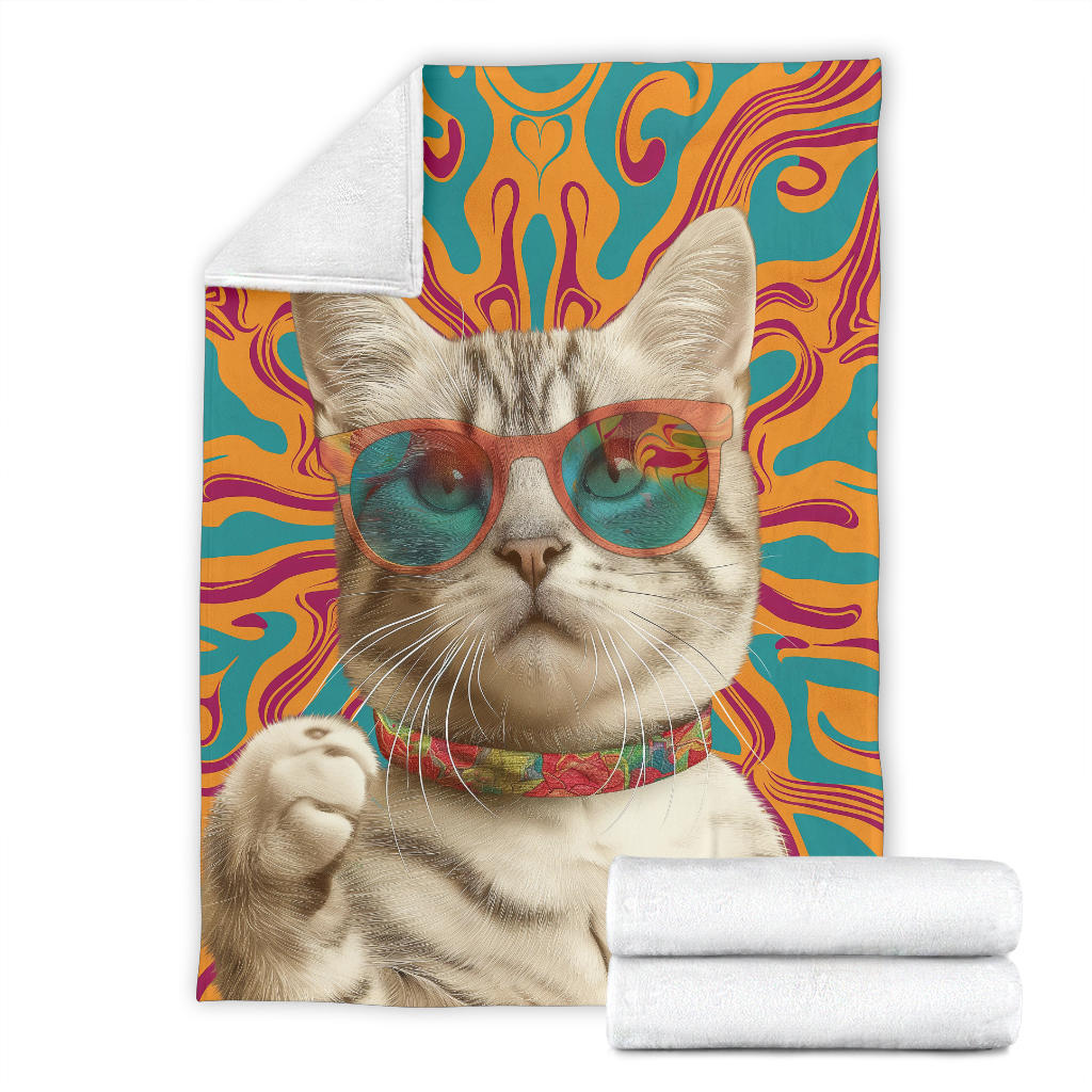 American Shorthair cat Blanket, Trippy Psychedelics American Shorthair cat Fleece Blanket, American Shorthair cat Throw Blanket, American Shorthair cat Gifts