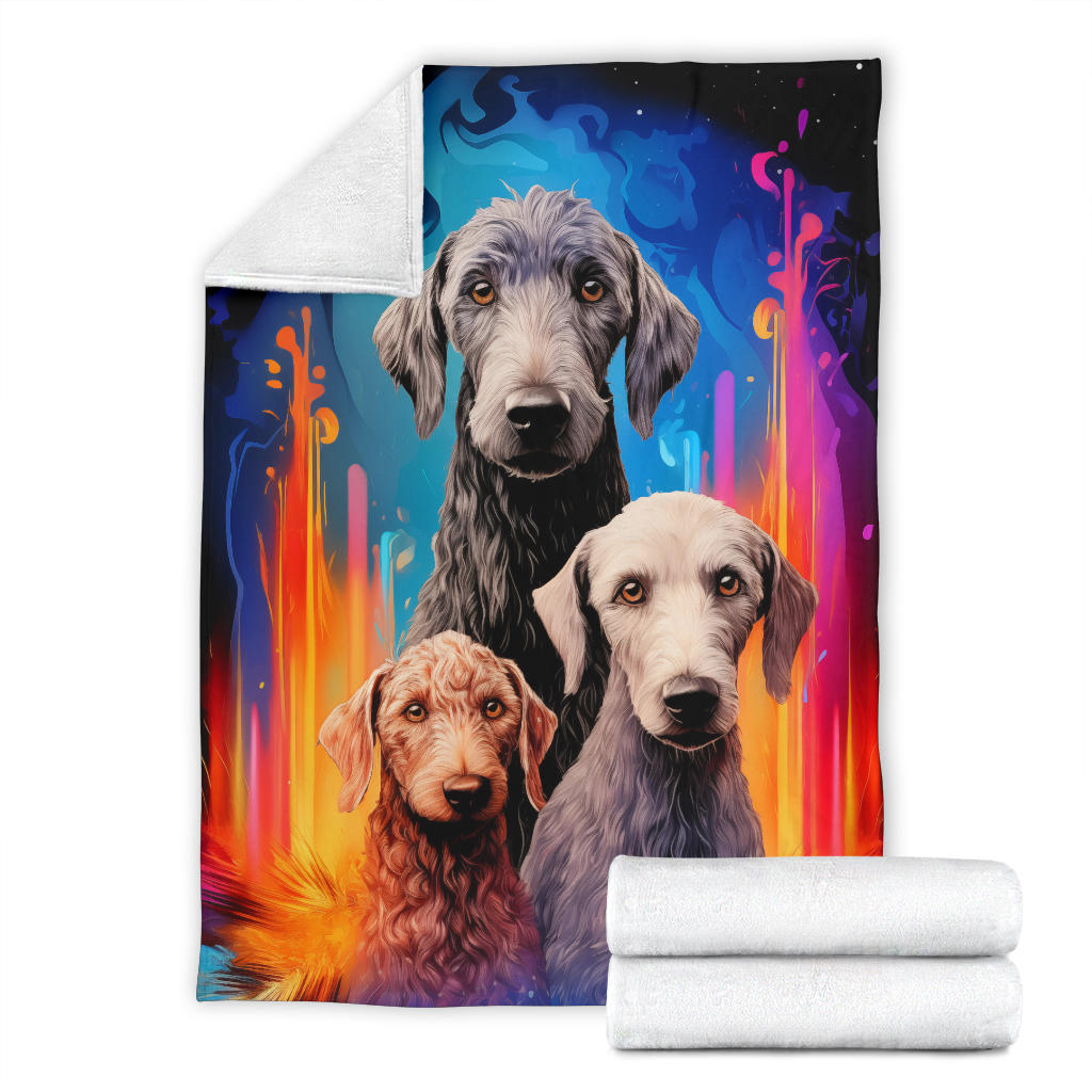 Bedlington Terrier Blanket, Trippy Psychedelics Bedlington Terrier Fleece Blanket, Bedlington Terrier Throw Blanket, Bedlington Terrier Gifts