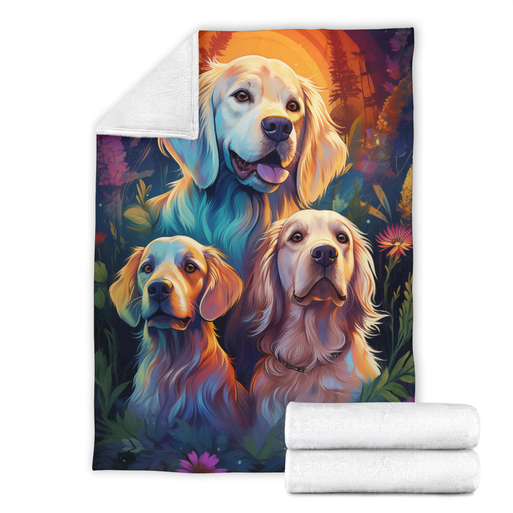 Clumber Spaniel Blanket, Trippy Psychedelics Clumber Spaniel Fleece Blanket, Clumber Spaniel Throw Blanket, Clumber Spaniel Gifts