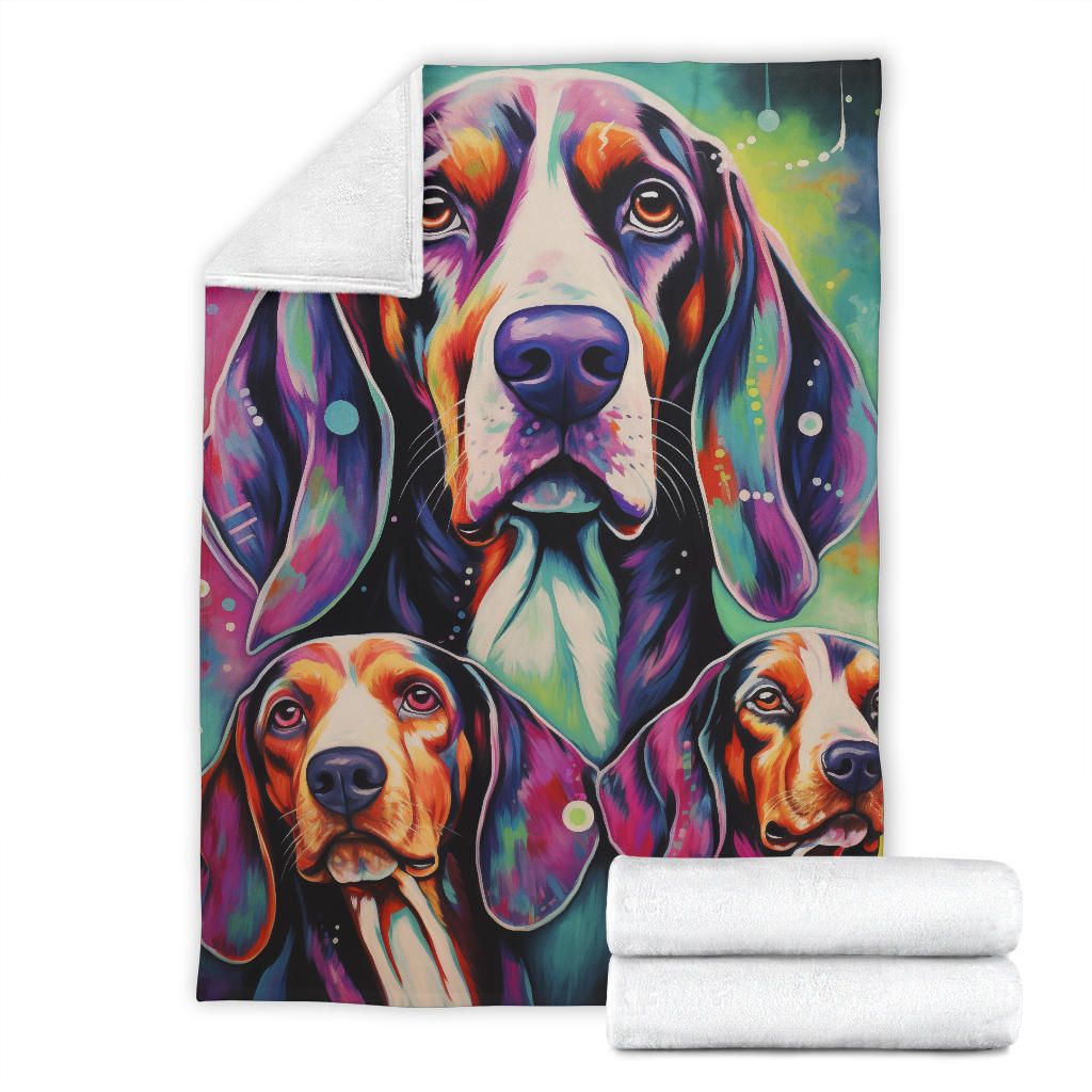 Treeing Walker Coonhound Blanket, Trippy Psychedelics Treeing Walker Coonhound Fleece Blanket, Treeing Walker Coonhound Throw Blanket, Treeing Walker Coonhound Gifts