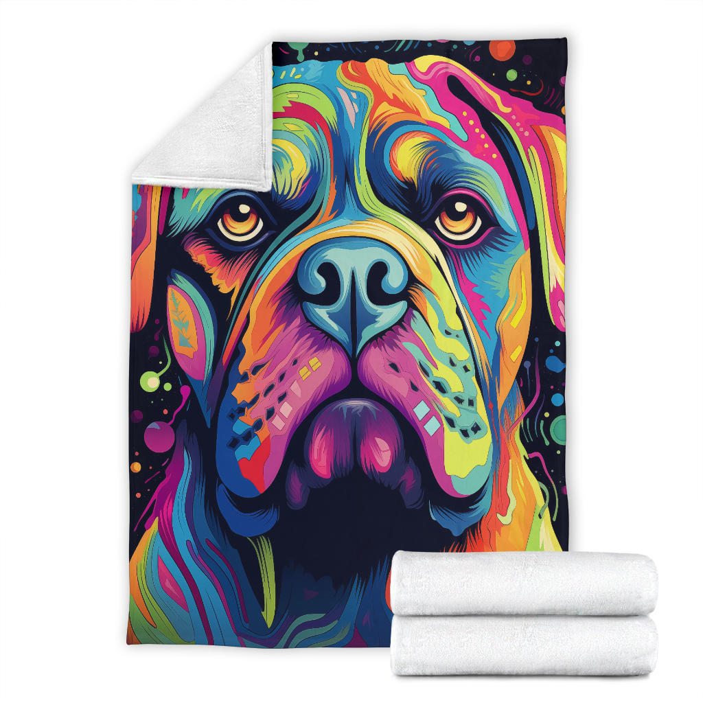 Bullmastiff Blanket, Trippy Psychedelics Bullmastiff Fleece Blanket, Bullmastiff Throw Blanket, Bullmastiff Gifts