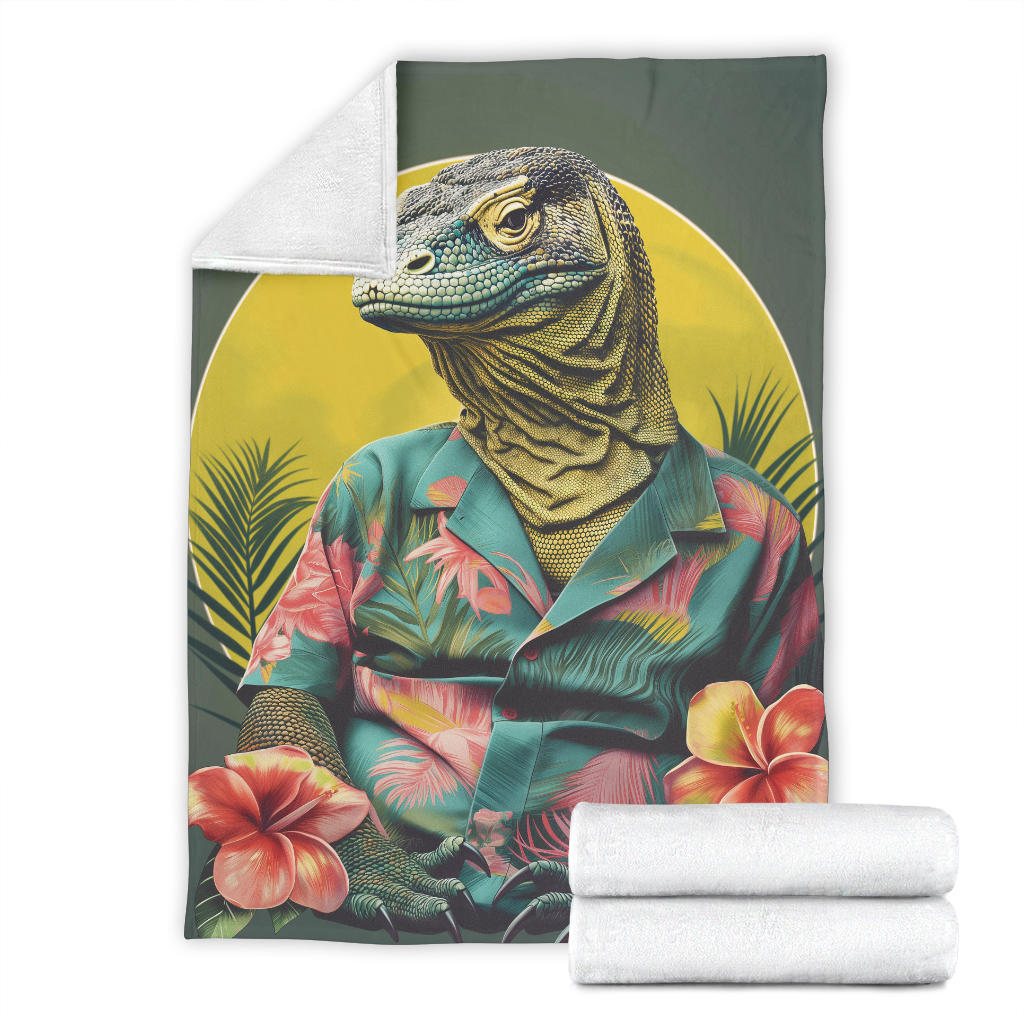 Komodo Dragon Blanket, Trippy Psychedelics Komodo Dragon Fleece Blanket, Komodo Dragon Throw Blanket, Komodo Dragon Gifts