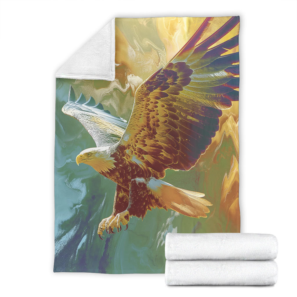 Eagle Blanket, Trippy Psychedelics Eagle Fleece Blanket, Eagle Throw Blanket, Eagle Gifts