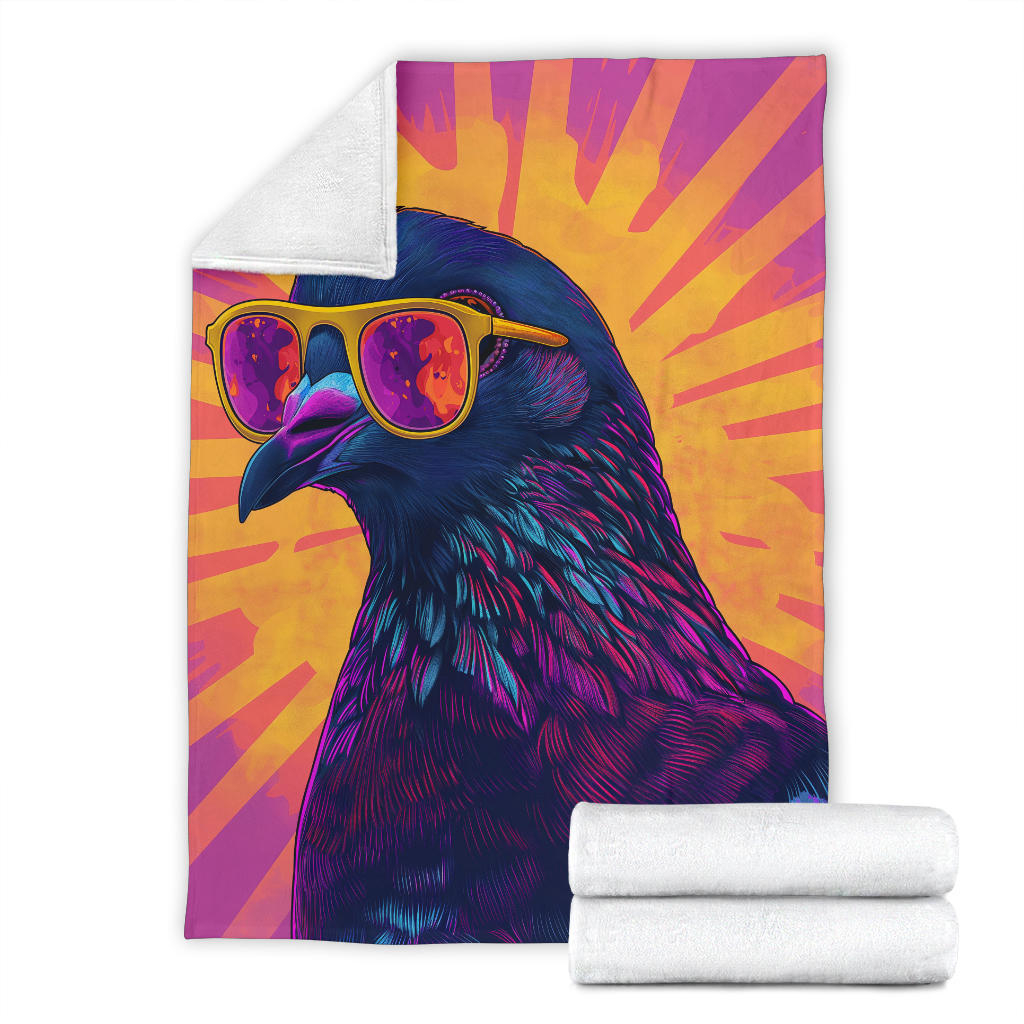 Pigeon Blanket, Trippy Psychedelics Pigeon Fleece Blanket, Pigeon Throw Blanket, Pigeon Gifts