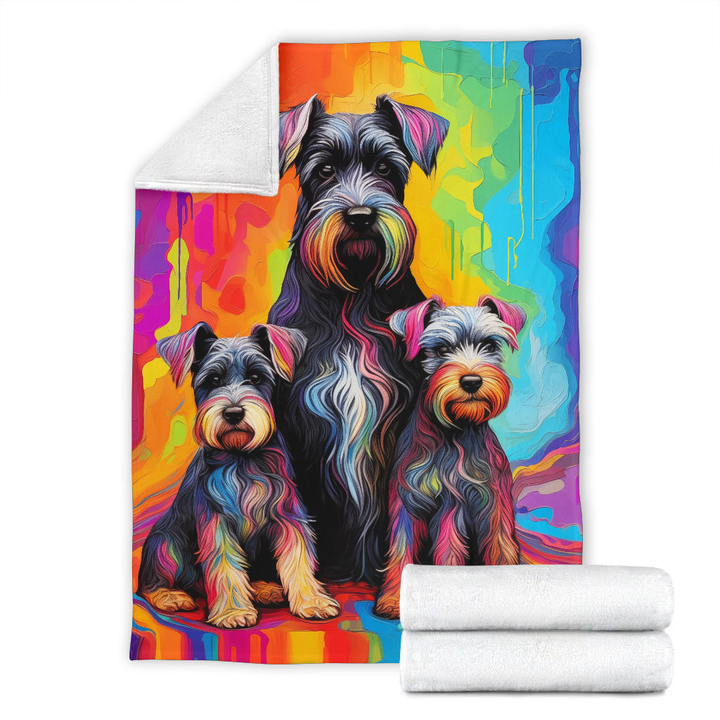 Miniature Schnauzer Blanket, Trippy Psychedelics Miniature Schnauzer Fleece Blanket, Miniature Schnauzer Throw Blanket, Miniature Schnauzer Gifts