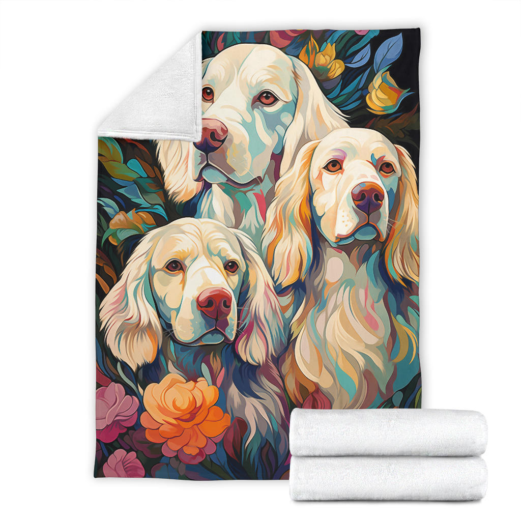 Clumber Spaniel Blanket, Trippy Psychedelics Clumber Spaniel Fleece Blanket, Clumber Spaniel Throw Blanket, Clumber Spaniel Gifts