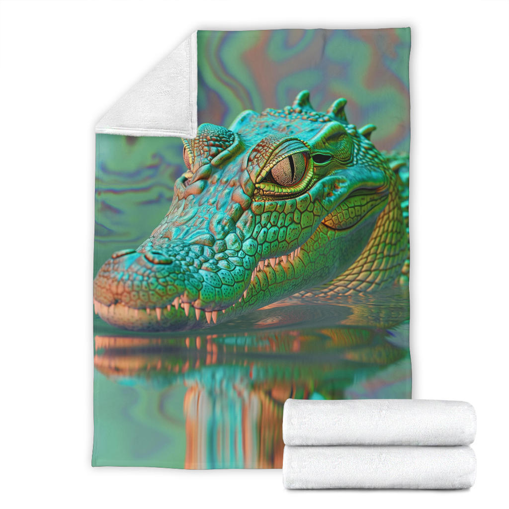 Crocodile Blanket, Trippy Psychedelics Crocodile Fleece Blanket, Crocodile Throw Blanket, Crocodile Gifts