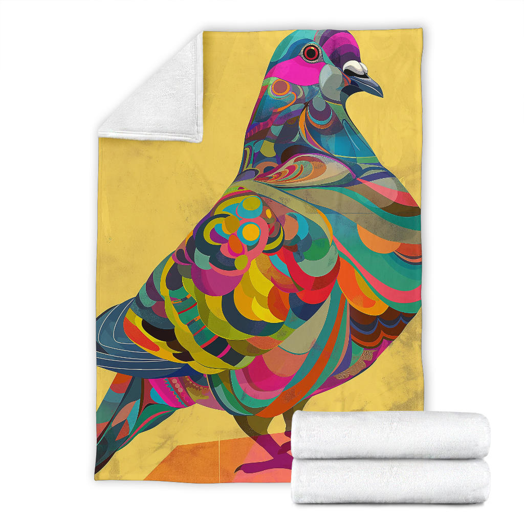 Pigeon Blanket, Trippy Psychedelics Pigeon Fleece Blanket, Pigeon Throw Blanket, Pigeon Gifts