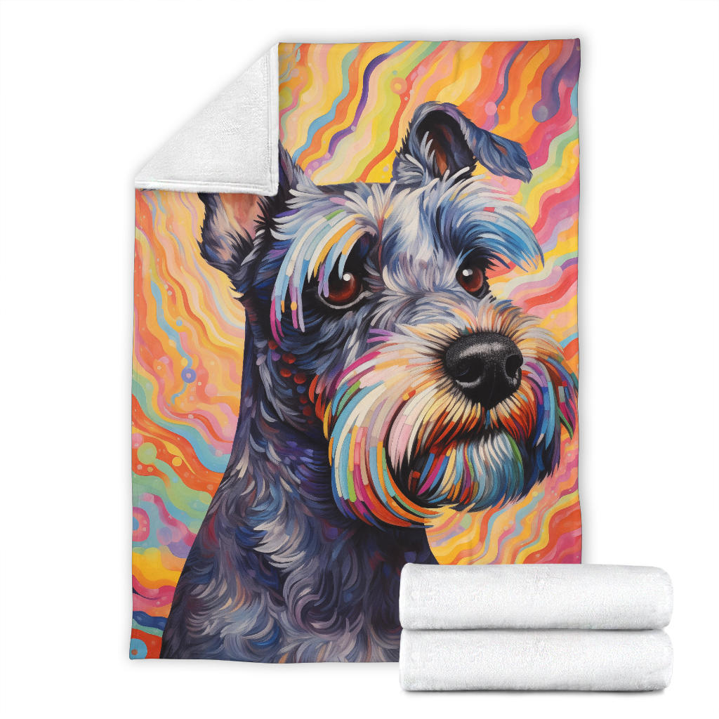 Miniature Schnauzer Blanket, Miniature Schnauzer Dog Trippy Psychedelics Blanket, Miniature Schnauzer Gifts, Miniature Schnauzer Throw Blanket