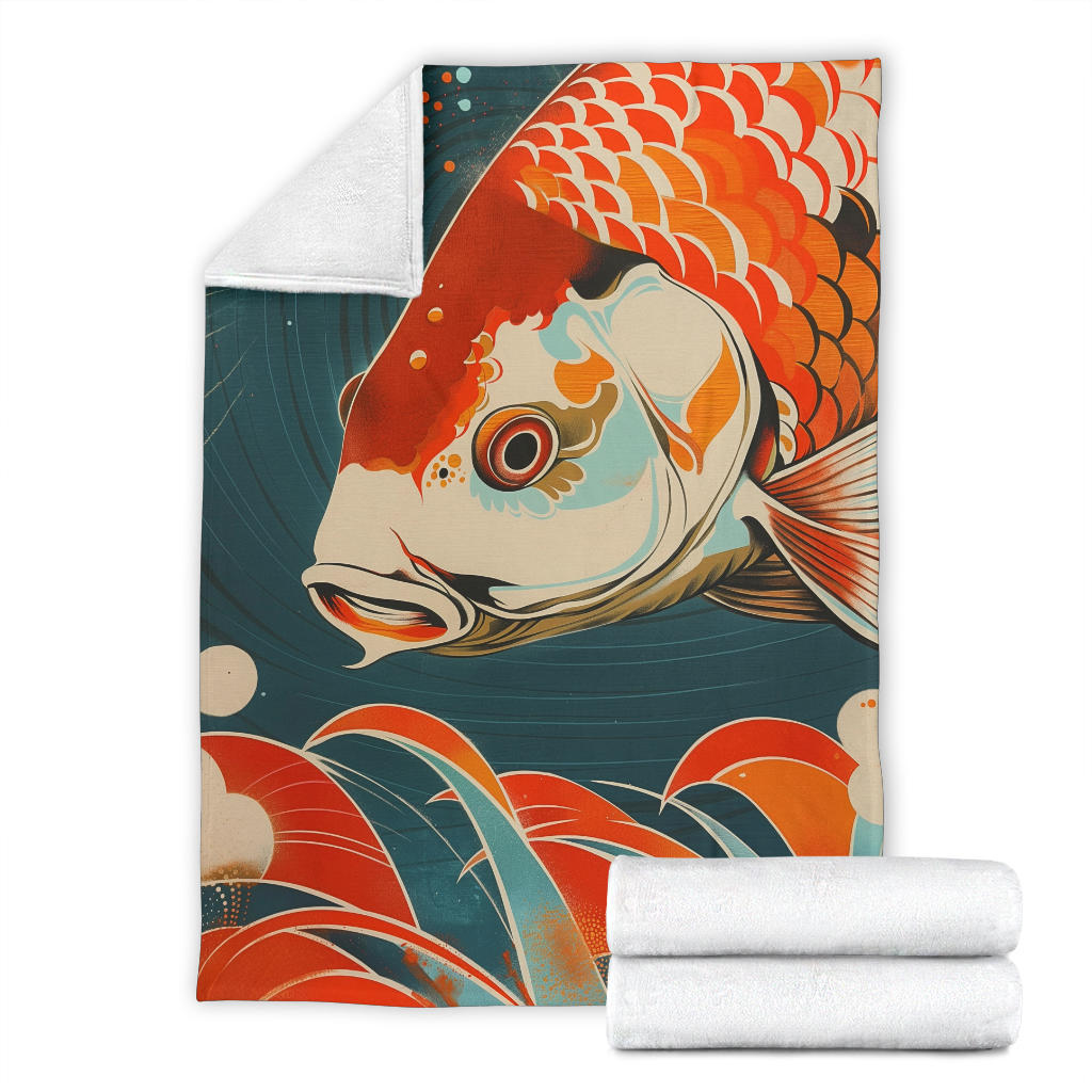 Carp Blanket, Trippy Psychedelics Carp Fleece Blanket, Carp Throw Blanket, Carp Gifts