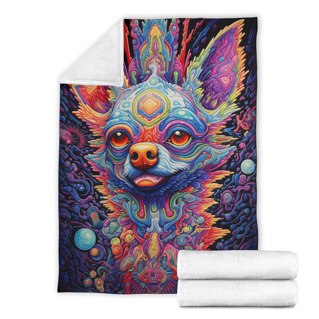 Trippy Psychedelics Chihuahua Blanket, Chihuahua Throw Blanket, Chihuahua Fleece Blanket, Chihuahua Gifts