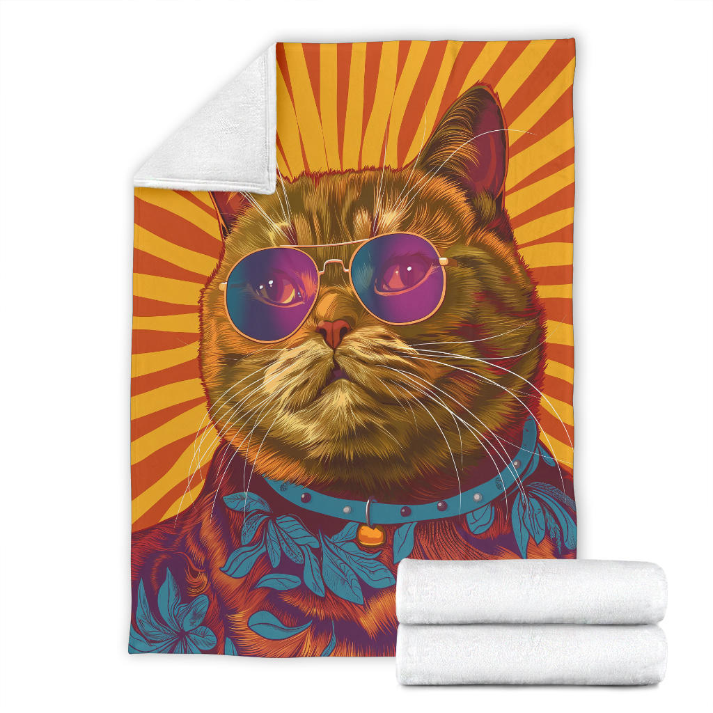 British Shorthair cat Blanket, Trippy Psychedelics British Shorthair cat Fleece Blanket, British Shorthair cat Throw Blanket, British Shorthair cat Gifts