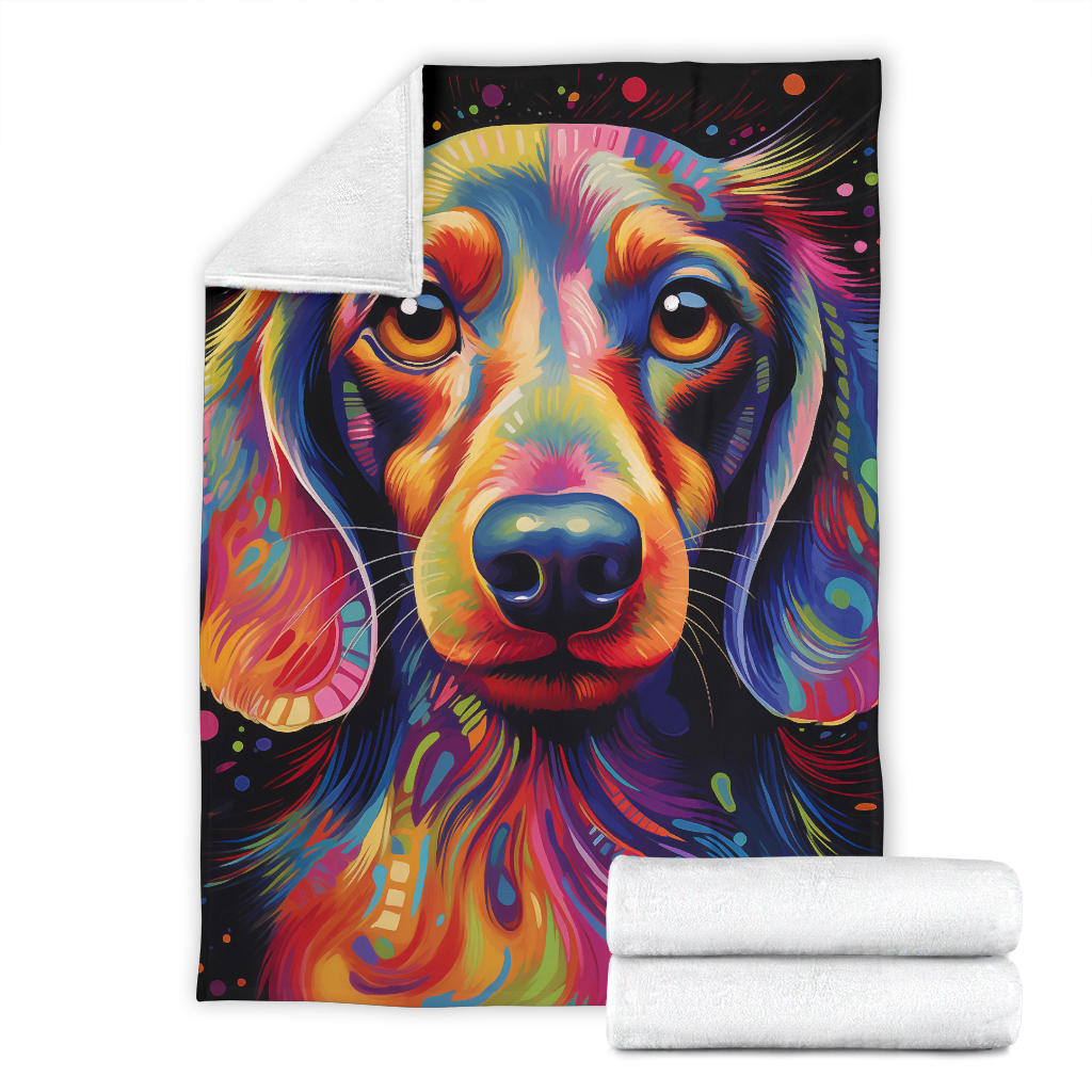 Trippy Psychedelics Dachshund Blanket, Dachshund Throw Blanket, Dachshund Fleece Blanket, Dachshund Gifts