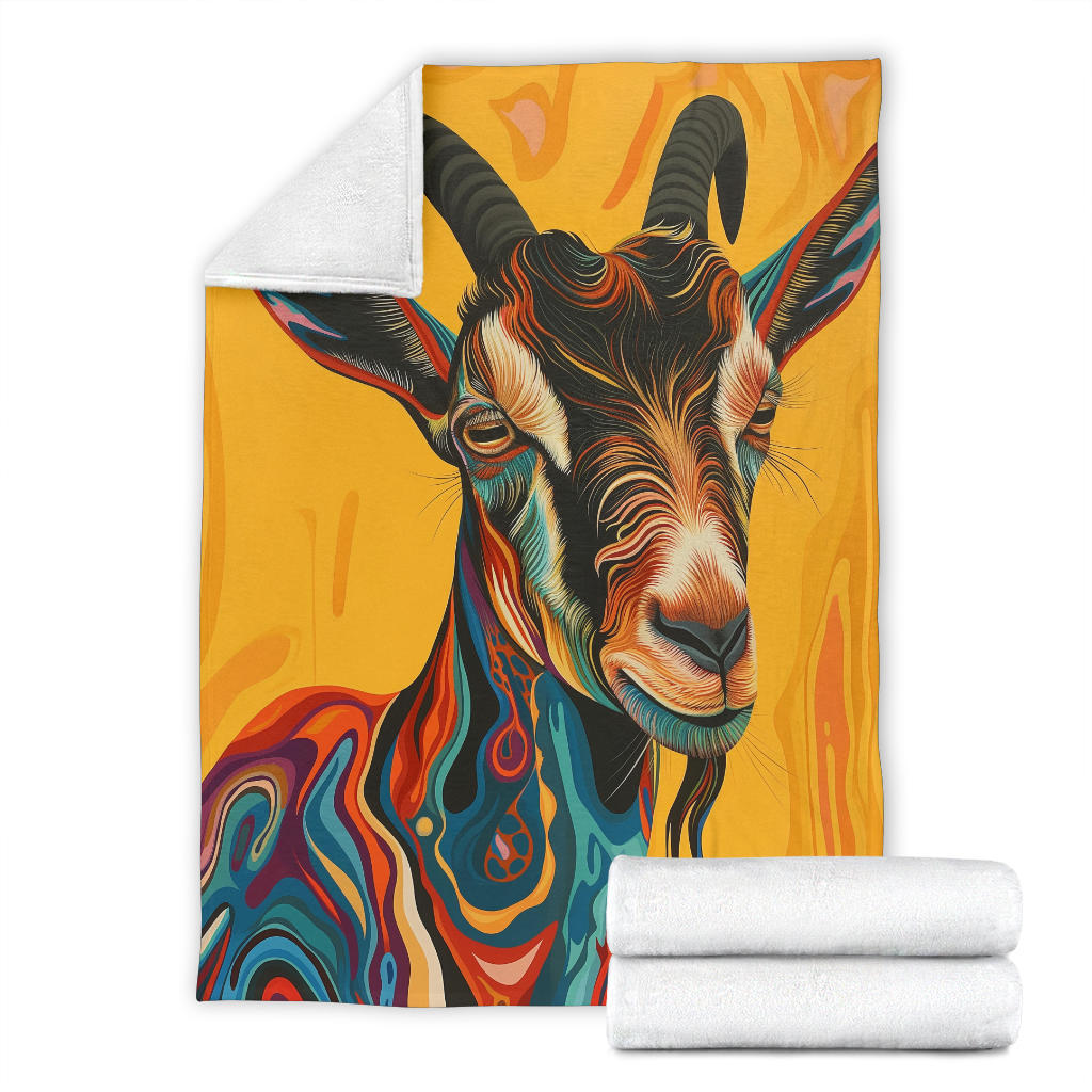 Goat Blanket, Trippy Psychedelics Goat Fleece Blanket, Goat Throw Blanket, Goat Gifts