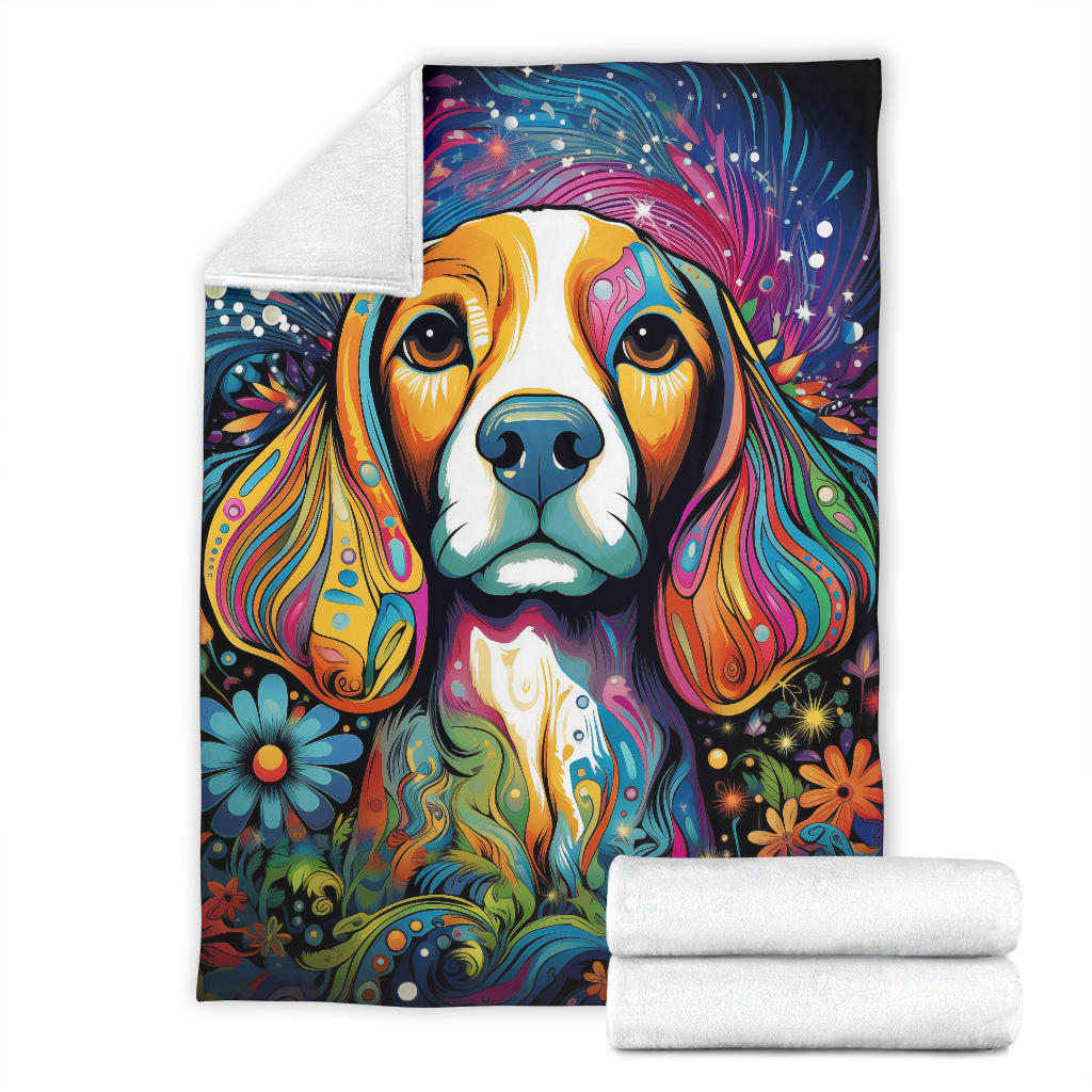 Trippy Psychedelics Beagle Dog, Beagle Dog Fleece Blanket, Beagle Dog Throw Blanket, Beagle Gifts