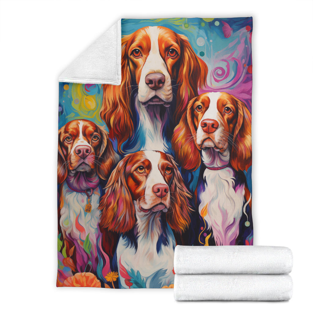 Welsh Springer Spaniel Blanket, Trippy Psychedelics Welsh Springer Spaniel Fleece Blanket, Welsh Springer Spaniel Throw Blanket, Welsh Springer Spaniel Gifts